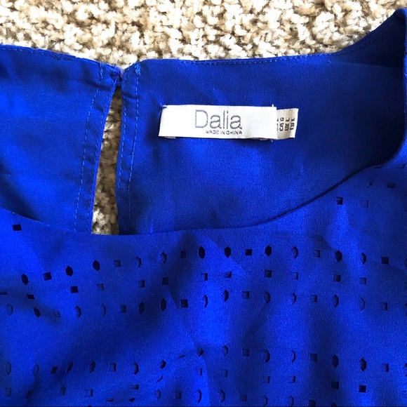 Dalia royal blue perforated sleeveless blouse top - Picture 3 of 3